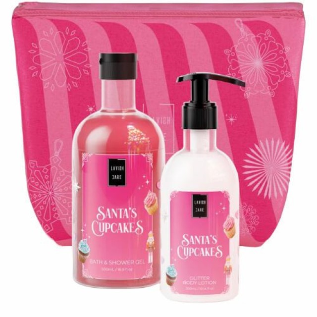 Lavish Care Santa’s Cupcakes Νεσεσέρ με Shower Gel 500ml & Glitter Body Cream 300ml (πούδρα, καρύδα & καραμέλα)