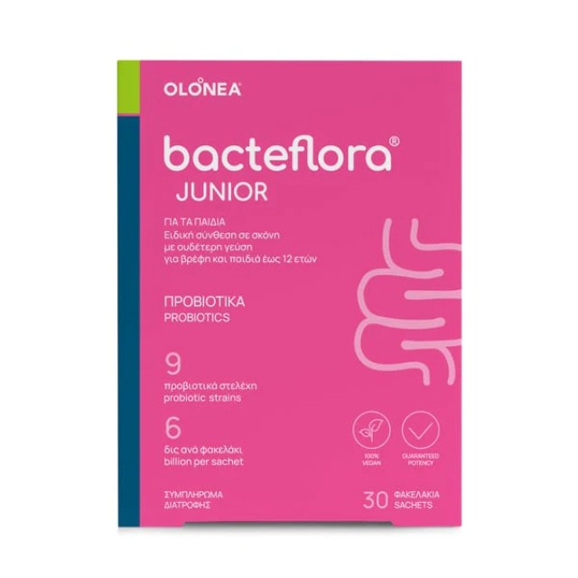 Olonea BacteFlora Junior - Προβιοτικά Σε Σκόνη Με Ουδέτερη Γεύση, 30 φακελάκια