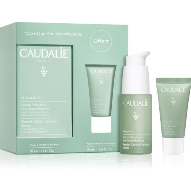 Caudalie Set Vinopure Blemish Control Salicylic Serum 30ml + Caudalie Vinopure Moisturizing Mattifying Fluid 15ml