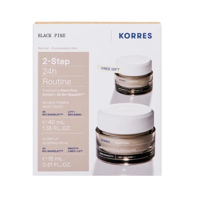 Korres Set 2-Step 24h Routine Black Pine Μαύρη Πεύκη 4D Κρέμα Ημέρας Σύσφιξης - Lifting για Κανονικές - Μικτές Επιδερμίδες 40ml + Δώρο Black Pine 4D Κρέμα Νυκτός για Σύσφιγξη - Lifting 15ml