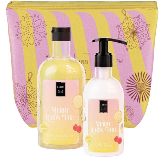 Lavish Care Merry Lemon Tart Νεσεσέρ με Shower Gel 500ml & Glitter Body Cream 300ml (λεμόνι, βανίλια & κανέλα)