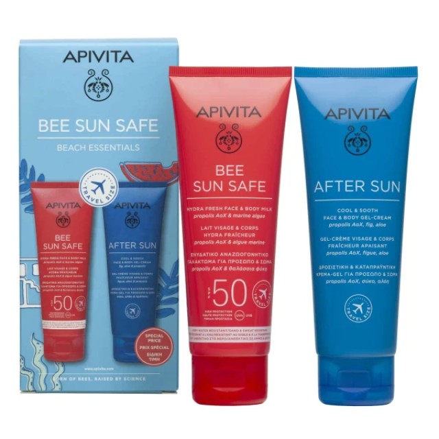 Apivita Promo Bee Sun Safe Hydra Fresh Face & Body Milk SPF50, 100ml & Cool & Sooth Face & Body Gel Cream, 100ml