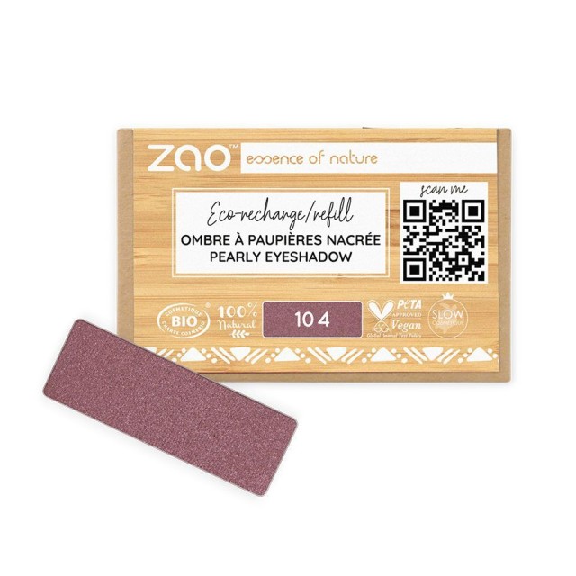 Zao Organic Eyeshadow Rectangle – Refill 104 Garnet Pearly