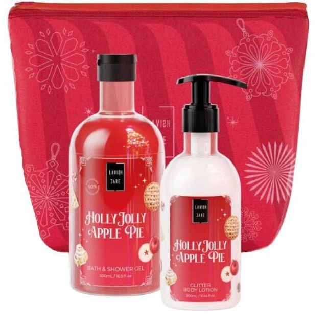 Lavish Care Holly Jolly Apple Pie Νεσεσέρ με Shower Gel 500ml & Glitter Body Cream 300ml (μήλο, κανέλα & καραμέλα)