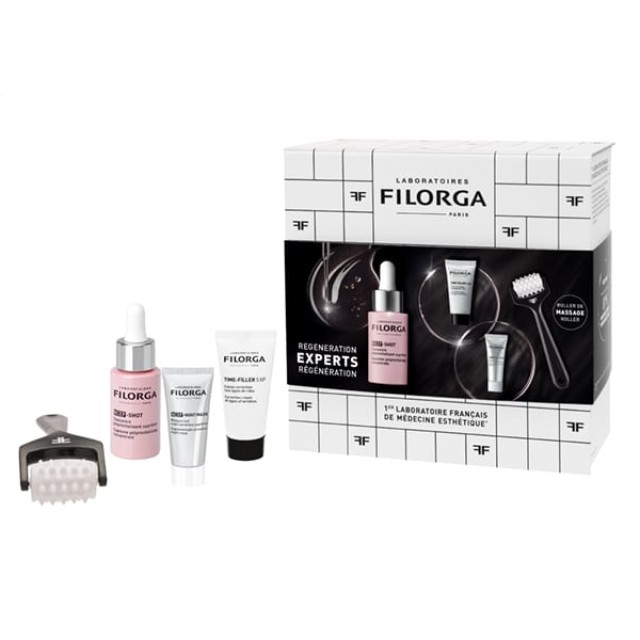 Filorga Set Regenaration Experts NCEF-SHOT Serum εντατικά Αναζωογονητικός Ορός 15ml + Δώρο Time-Filler 5XP Διορθωτική Κρέμα Ενάντια στις Ρυτίδες 15ml + NCEF-NIGHT Mask Αναζωογονητική Μάσκα Νύχτας 7ml + Face Massage Roller 1τμχ