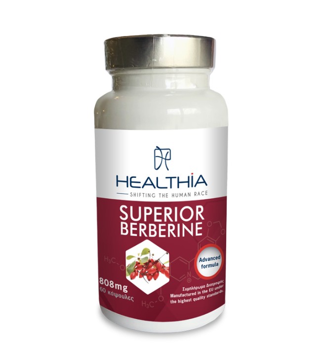 Healthia Superior Berberine 808mg, Συμπλήρωμα Διατροφής με Εκχύλισμα του Φυτού Berberis Aristata, 60 caps